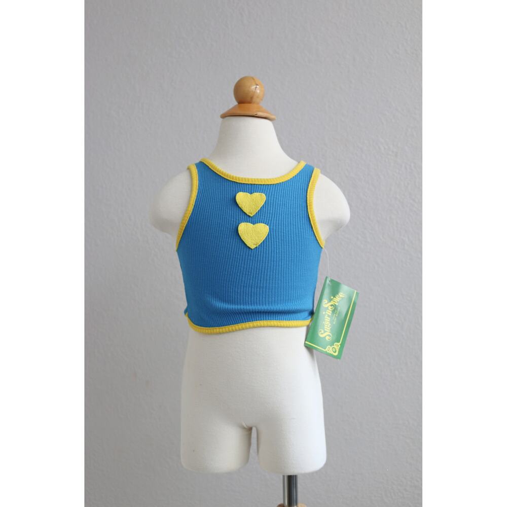 Vintage 1970's NOS Sugar & Spice Heart Ringer Tee Tank Top Baby Size 6-9 Months